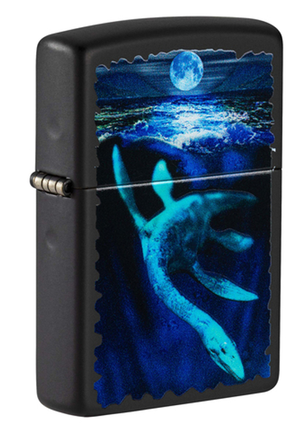 Зажигалка Zippo Lock Ness с покрытием Black Light, латунь/сталь, черная, матовая 38x13x57 мм