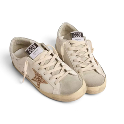 Women's Super-Star with gold glitter star and ice-gray suede inserts