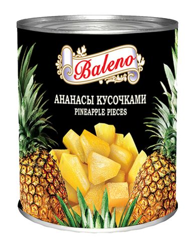 Ананасы Baleno кусочками в сиропе, 580 мл.