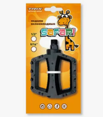 Педали детские TRIX Safari, пластиковые, 100x80мм, резьба 9/16", с шипами, черные