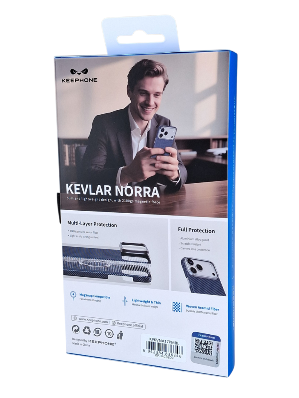 Накладка для i-Phone 17 Pro Max Keephone Kevlar Norra MagSnap (Indigo) синий