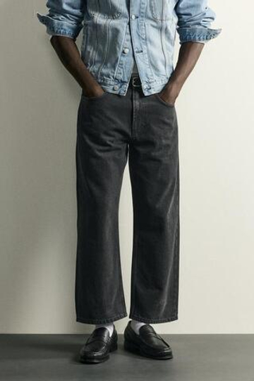 ZARA УКОРОЧЕННЫЕ ДЖИНСЫ LOOSE FIT, УГОЛЬНЫЙ