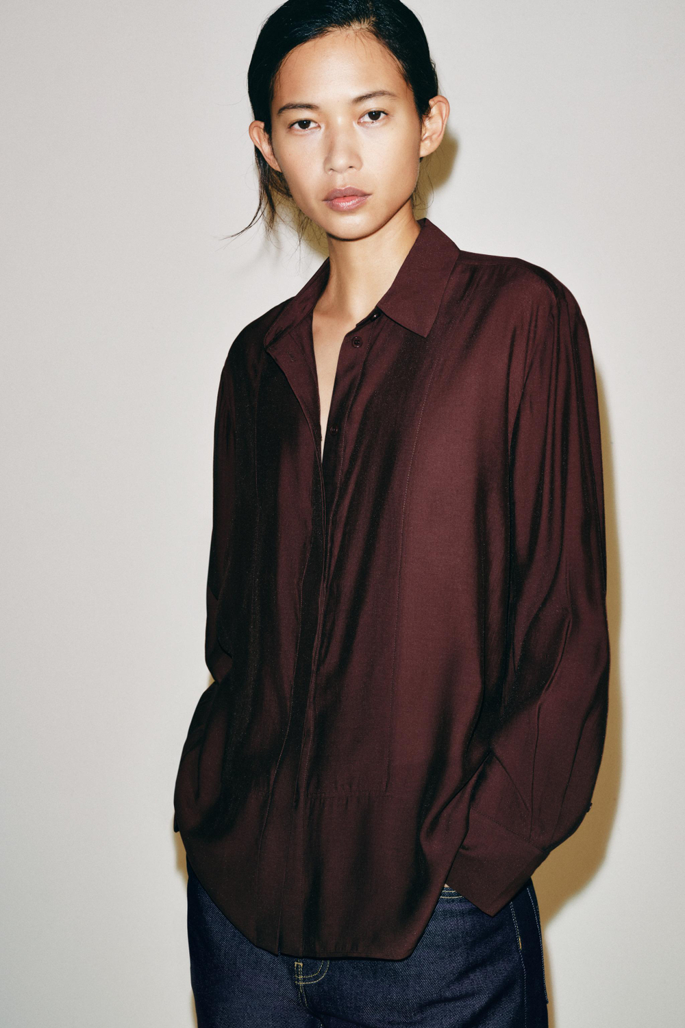 ОДНОТОННАЯ РУБАШКА С НАГРУДНОЙ ПЛАНКОЙ — ZW COLLECTION — ZARA