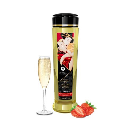 Shunga Erotic Massage Oil - Масло массажное, Шампанское и клубника, 240 мл