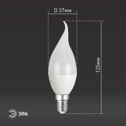 Лампа светодиодная ЭРА RED LINE LED BXS-8W-865-E14 R 8Вт свеча на ветру холодный дневной свет Е14 | Лампы cветодиодные Свеча (B/C)