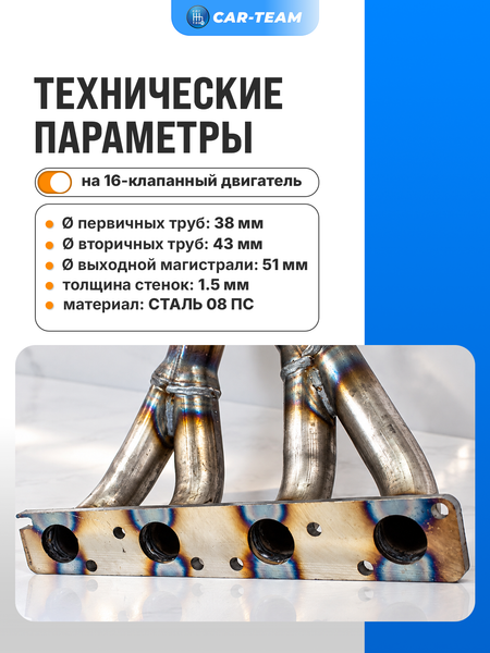 Вставка "Stinger" 4-2-1 вместо штатного катализатора на ВАЗ 2110, 2111, 2112, 2113, 2114, Лада Приора, Калина, Гранта 16кл под 2 д.к.