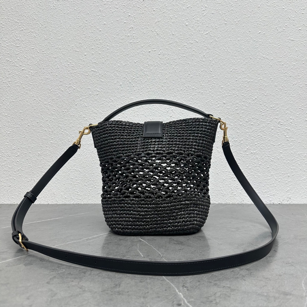 Сумка Celine Louise из рафии, чёрная — фото 4