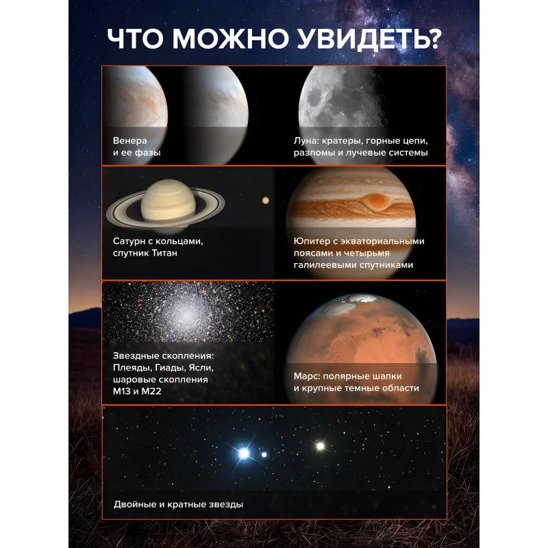 Смарт-телескоп Levenhuk Kelvin Bright STM127 - приборы и объекты наблюдения планет и звезд