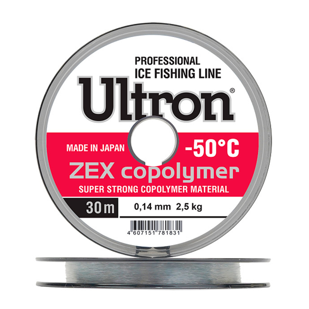 Леска ULTRON Zex Copolymer 0,14 мм., 2,5 кг, 30 м, прозрачная