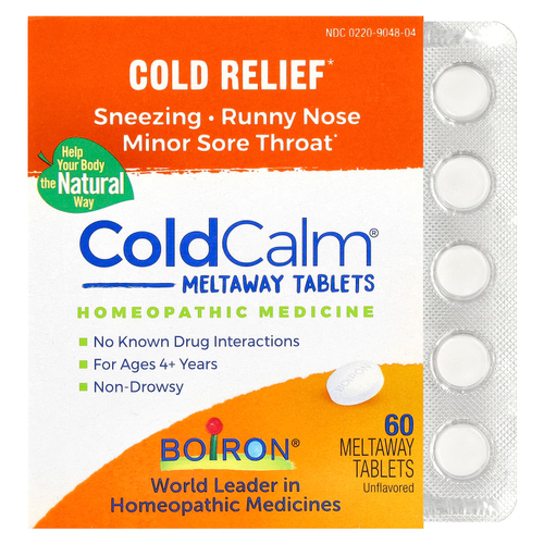 Boiron, ColdCalm®, для детей от 4 лет, с нейтральным вкусом, 60 таблеток для рассасывания
