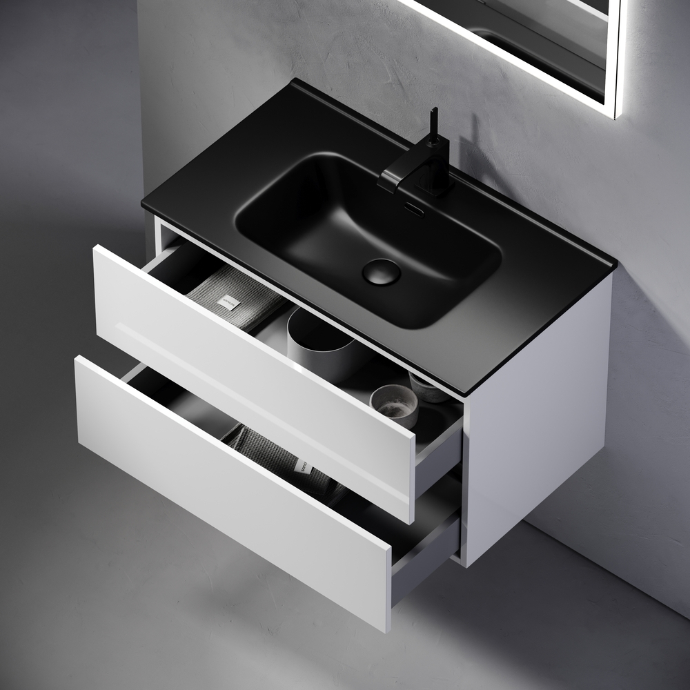 Тумба подвесная под раковину Sancos Urban, белый глянец 790х450х550, арт. UR80W