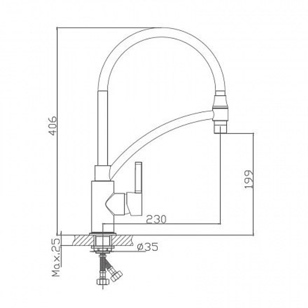 Смеситель для кухни HAIBA HB 72505 гибкий излив белый/хром