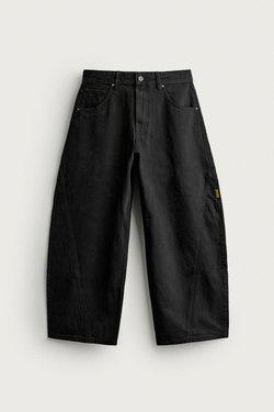 ZARA БРЮКИ BALLOON FIT СО ШВАМИ, ЧЕРНЫЙ