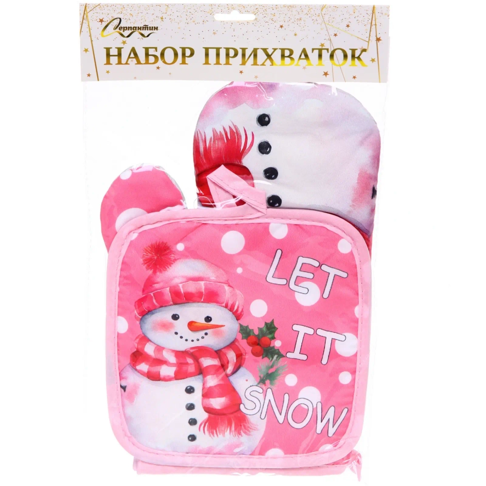 Прихватка в наборе с прихваткой-варежкой «Fairytale - Снеговик» 26*17 см, 17*17 см