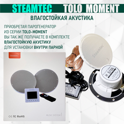Steamtec TOLO MOMENT 60 - 6 кВт парогенераторы для хамама и турецкой бани / Серия PLATINUM со встроенной музыкой, пультом на 9-ти языках и возможностью монтажа без термодатчиков