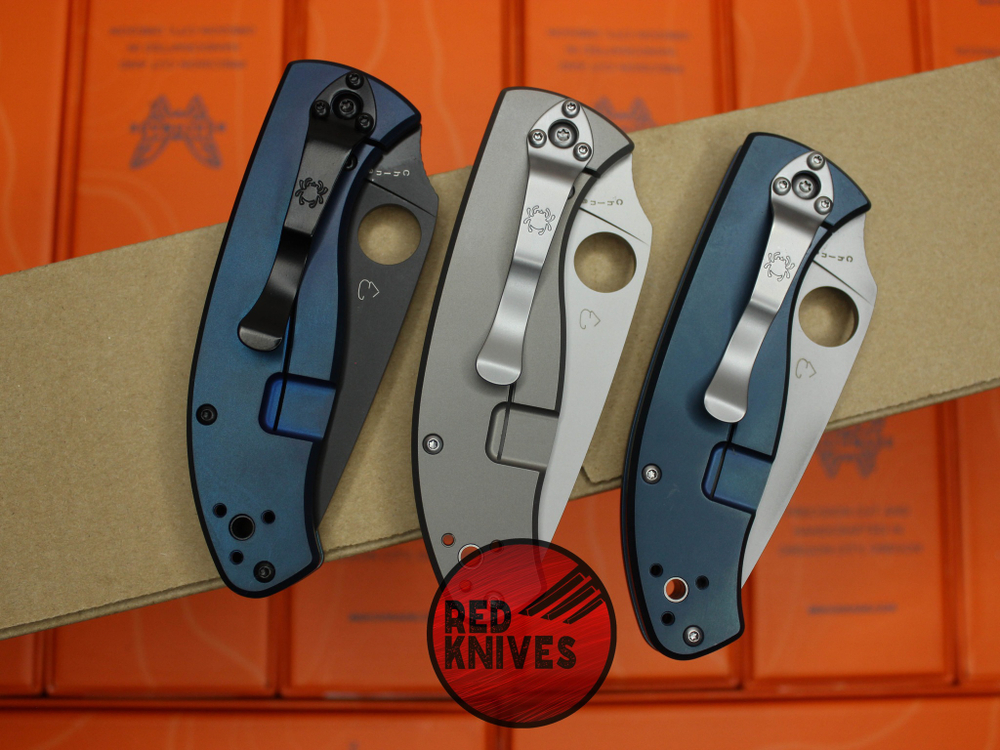 Нож Spyderco Tenacious R.I.L. Blue TitaniumC122TIBLBK - темный клинок, титан анодированный