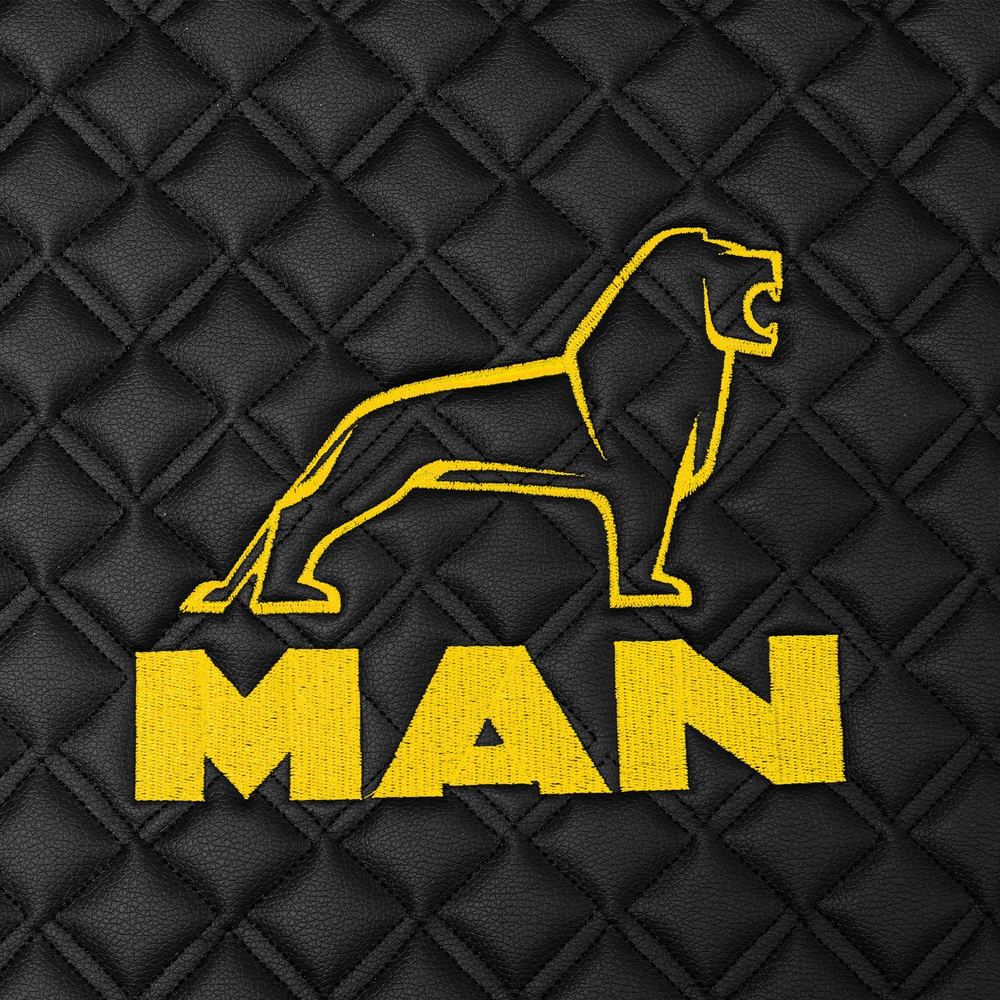 Ковры MAN TGA (автомат, механика), (экокожа, черный, черный кант, желтая вышивка)