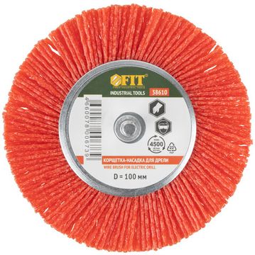 Корщетка-колесо нейлоновая со штифтом 100 мм