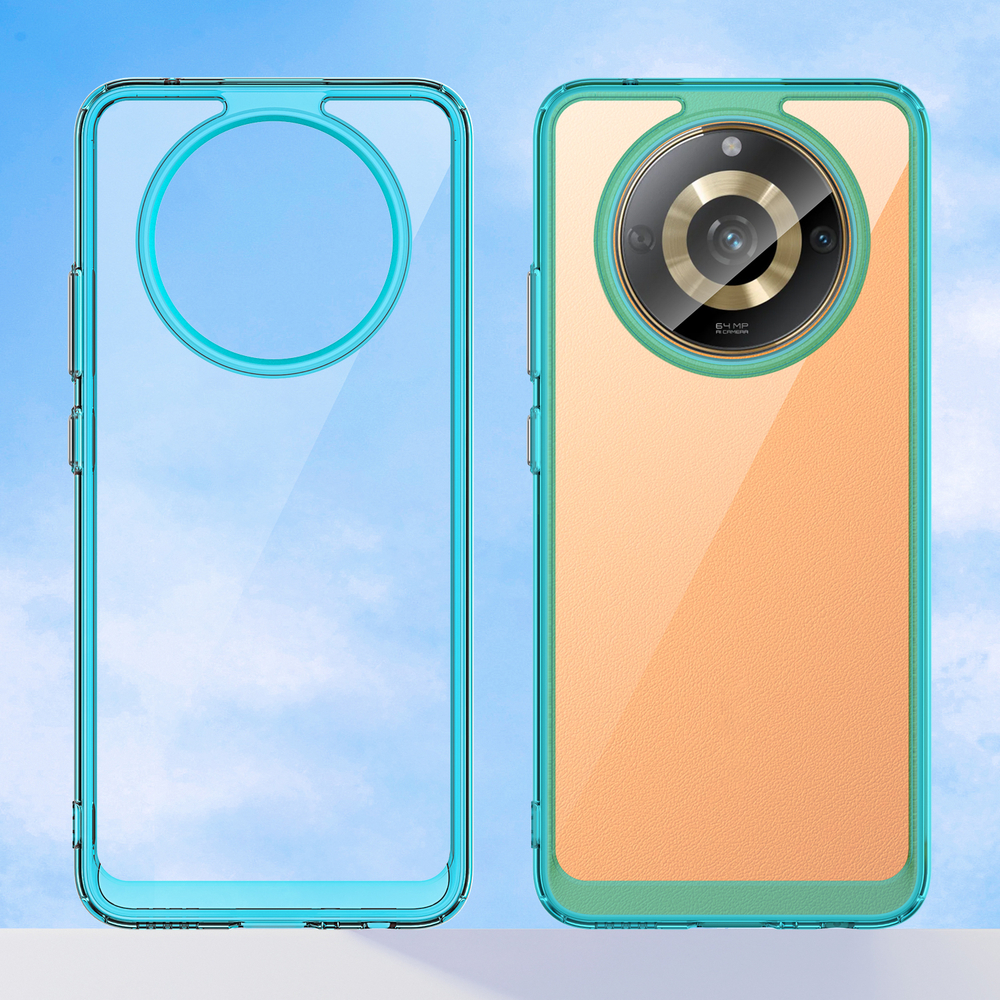 Чехол с усиленными боковыми рамками бирюзового цвета для Realme 11 5G, увеличенные защитные свойства
