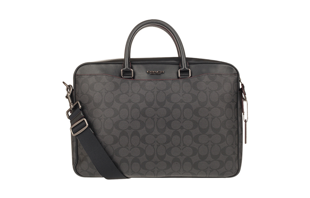 COACH Beckett Leather Laptop Bag, Briefcase, Shoulder Bag, Crossbody Bag, Handbag Large Men"s Black