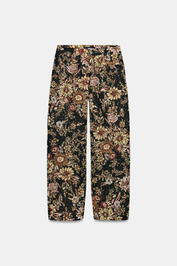 ZARA БРЮКИ С ЦВЕТАМИ И БУСИНАМИ — ZW COLLECTION, ЧЕРНЫЙ