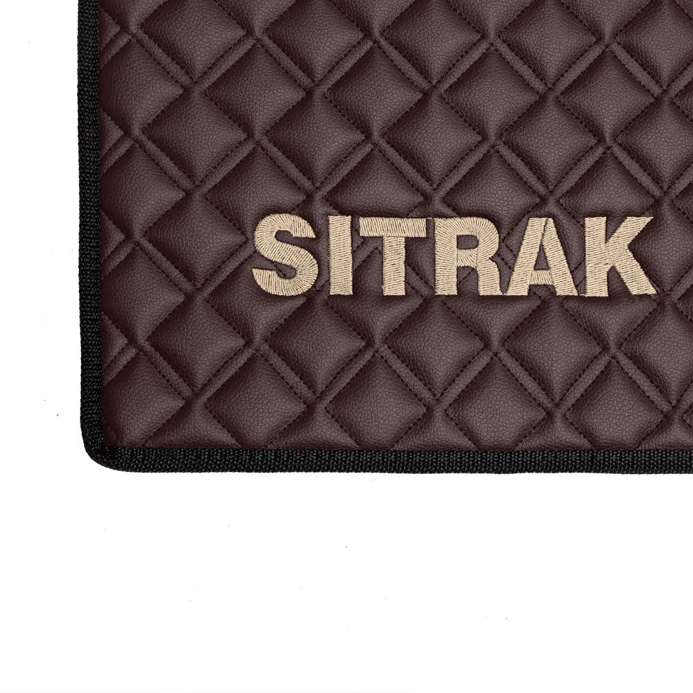Ковры Sitrak C7H (экокожа, коричневый, черный кант, бежевая вышивка)
