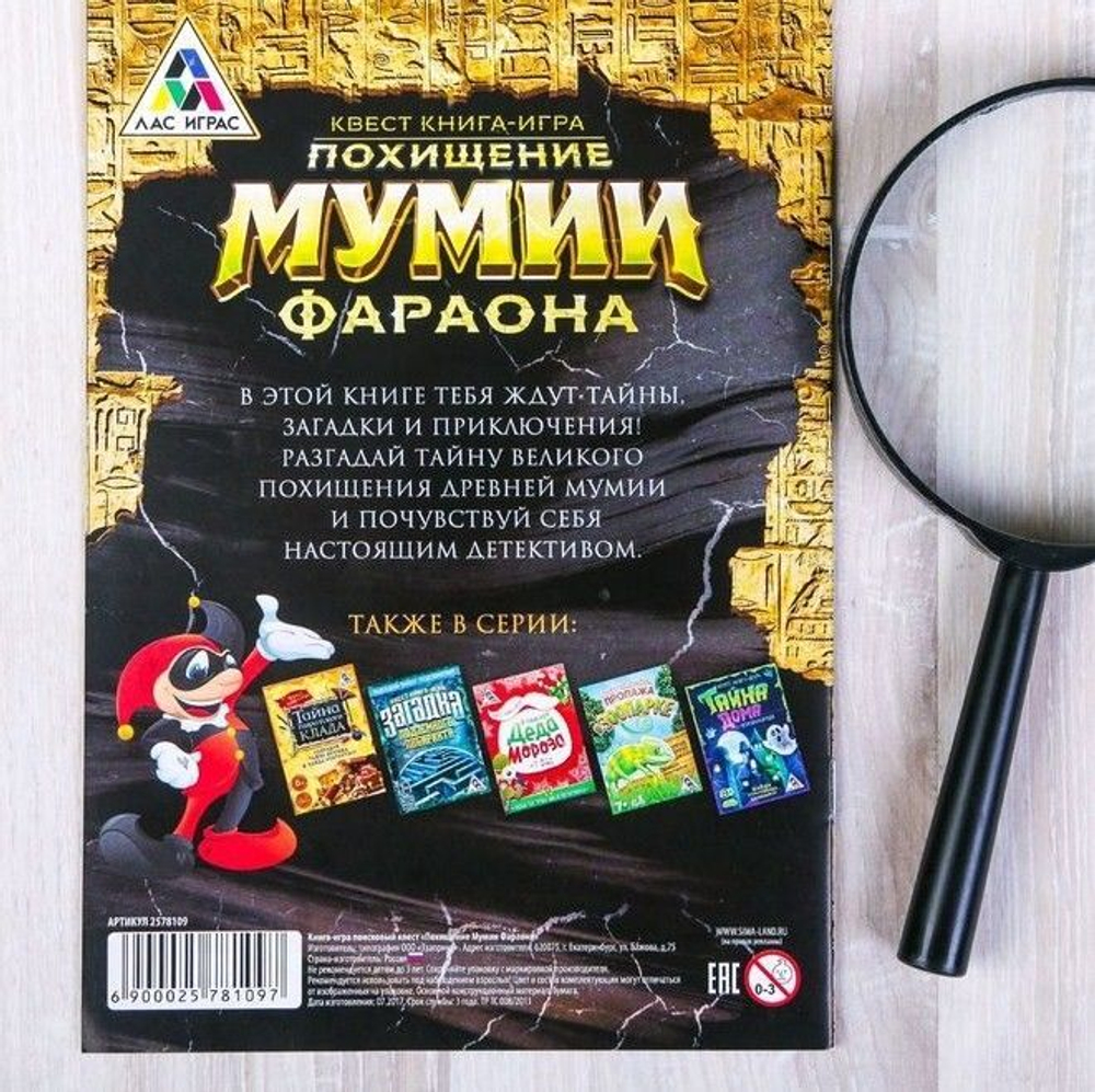 Книга-игра поисковый квест "Похищение Мумии Фараона", 22 страницы