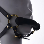 UPKO Кляп-бондаж Adjustable Leather Head Restraint Harness Mouth Gag With Leash