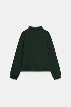 ZARA ПОЛО С ДЛИННЫМИ РУКАВАМИ, ЗЕЛЕНЫЙ