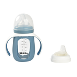 Детский стеклянный поильник-непроливайка 2 в 1 BEABA, 210 мл синий