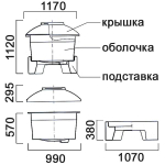 Емкость цилиндрическая 390 л с на подставке Анион 390 л. вертикальная (1170x1170x1120см;белый) - арт.559488