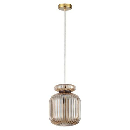 5042/1A PENDANT ODL24 373 античн.бронза/янтарный/металл/стекло/эко.кожа Подвес E27 1*60W JUGI
