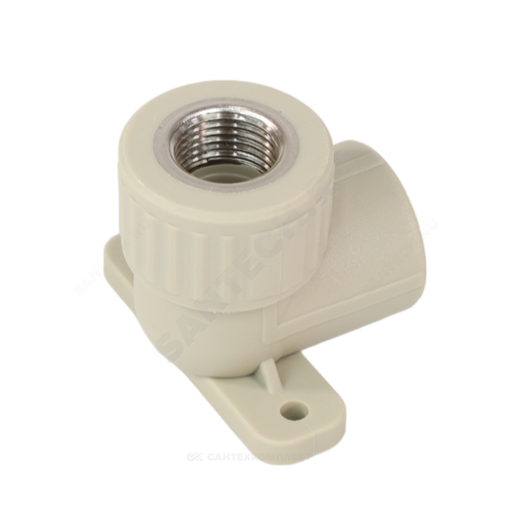 Угольник PP-R комбинированный серый Дн 20х1/2" ВР с креплением VALFEX 10120020Г