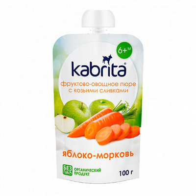 Пюре фруктово-овощное Kabrita Яблоко-Морковь (6+) 100 г