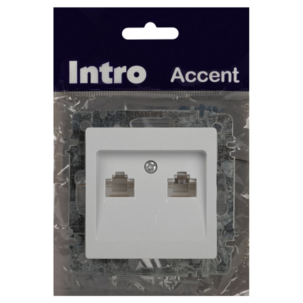 Розетка Intro Accent 6-304-01 информационная 2xRJ45 IP20 СУ белый | Intro
