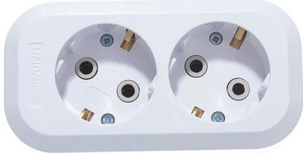 Колодка 2 гнезда, с заземлением, AБС-пластик UNIVersal E302
