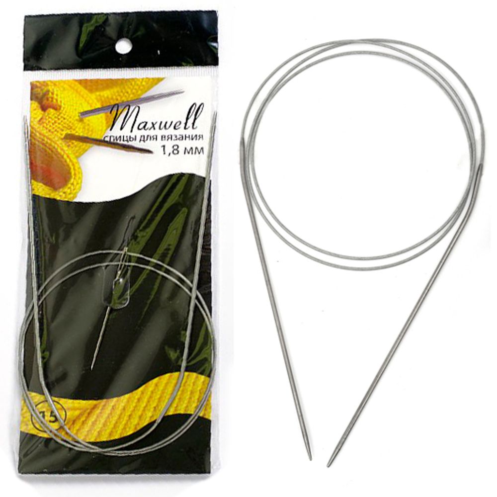 Спицы круговые на тросиках Maxwell Black ⌀1,8 мм, 80 см, #15 Спицы круговые на тросиках Maxwell Black ⌀1,8 мм, 80 см, #15