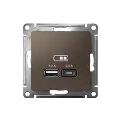 Розетка с USB A+C Systeme Electric AtlasDesign Мокко ATN000639