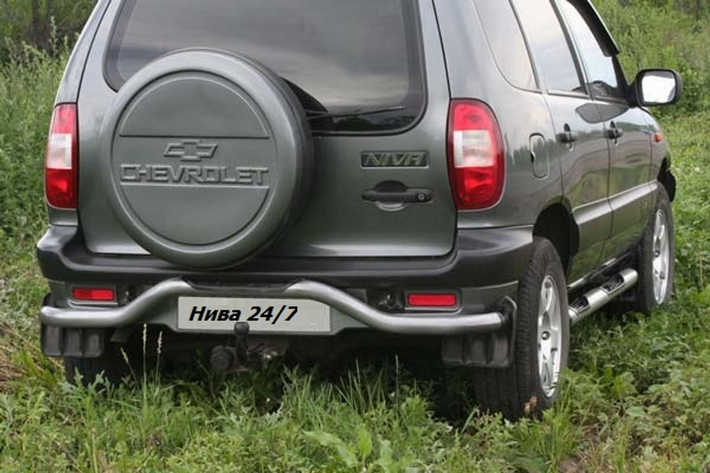 Защита заднего бампера труба с проступью «Волна», Chevrolet Niva (- 03.2009)