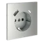 Накладка для розетки с заземлением и защитными шторками, с USB A+C Voltum S70 Сталь VLS001005