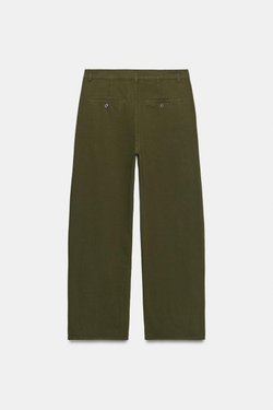 ZARA БРЮКИ ЧИНОС ОВЕРСАЙЗ, ТЕМНЫЙ ХАКИ