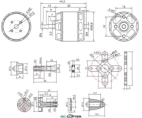 T-Motor AT2312 KV1150 длиный вал