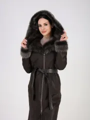 Дубленка зимняя натуральная с капюшоном