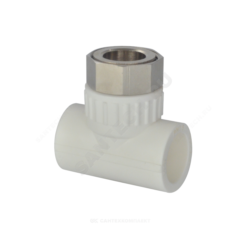 Тройник PP-R комбинированный белый Дн 20х1/2" с накидной гайкой VALFEX 11140020