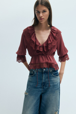 Блузка с оборками и пеплумом - H&M
