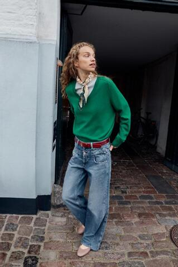 ZARA ДЖИНСЫ Z1975 WIDE-LEG С ДВОЙНОЙ ПОСАДКОЙ, ВЫЦВЕТШИЙ СИНИЙ