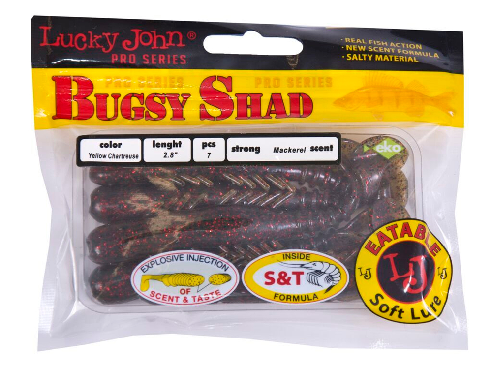 Виброхвосты съедобные LJ Pro Series BUGSY SHAD 2.8in(7,2 см), цв. PA03, 7 шт.