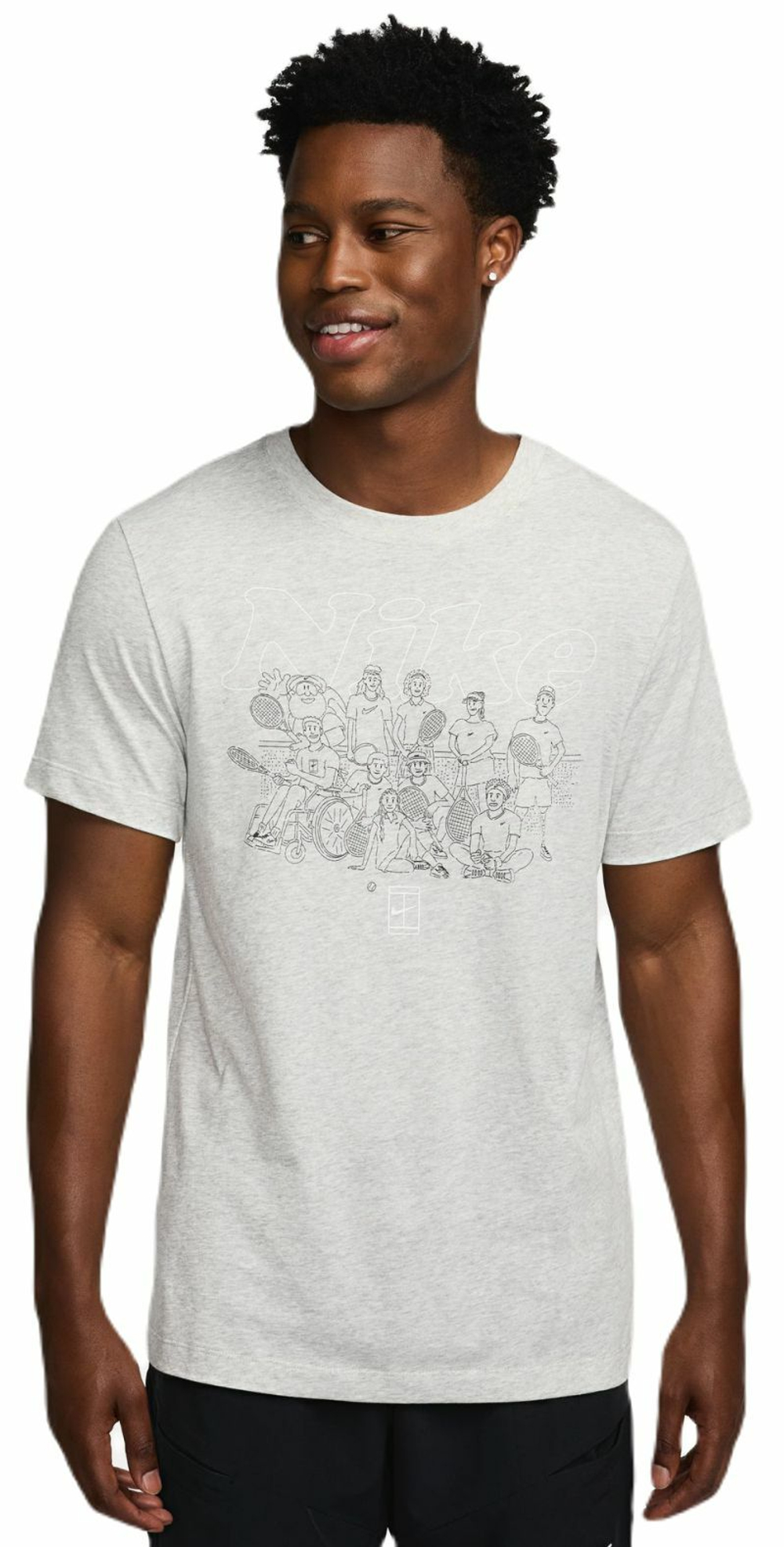 Мужская теннисная футболка Nike Court Dri-Fit Printed T-Shirt - grey heather