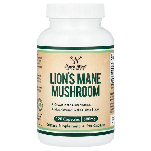 Double Wood Supplements, Lion's Mane Mushroom, 500 mg, 120 Capsules