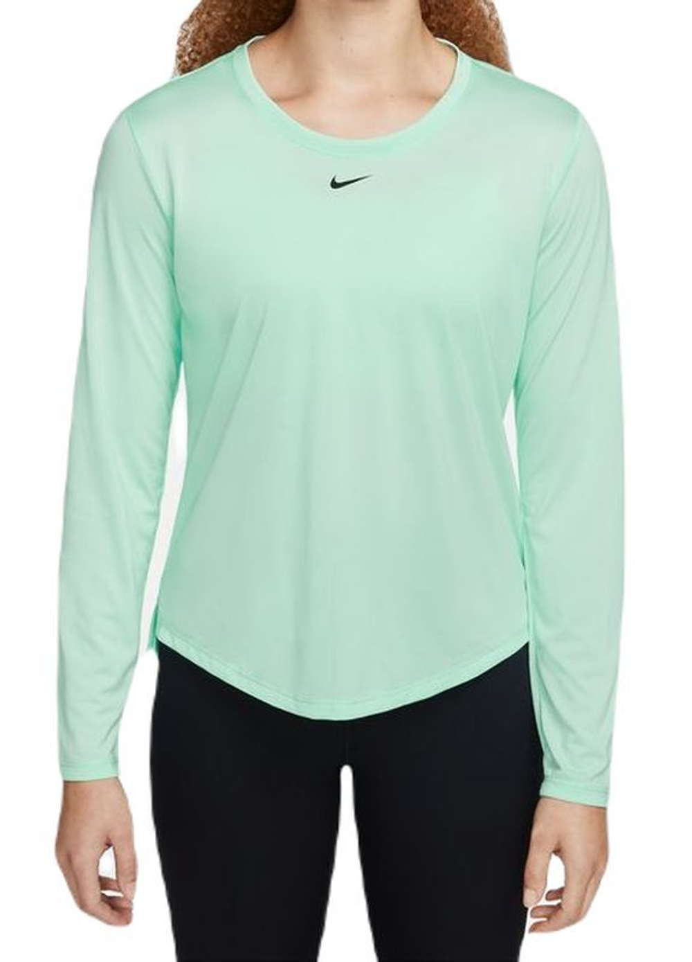 Женская футболка теннисная (dł. Рукава) Nike Dri-FIT One Women's Standard Fit Top - mint foam/black